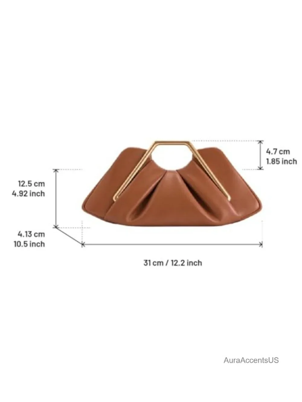 Pleated Metal Frame Clutch Cloud-Shaped Faux Leather Mini Evening Purse